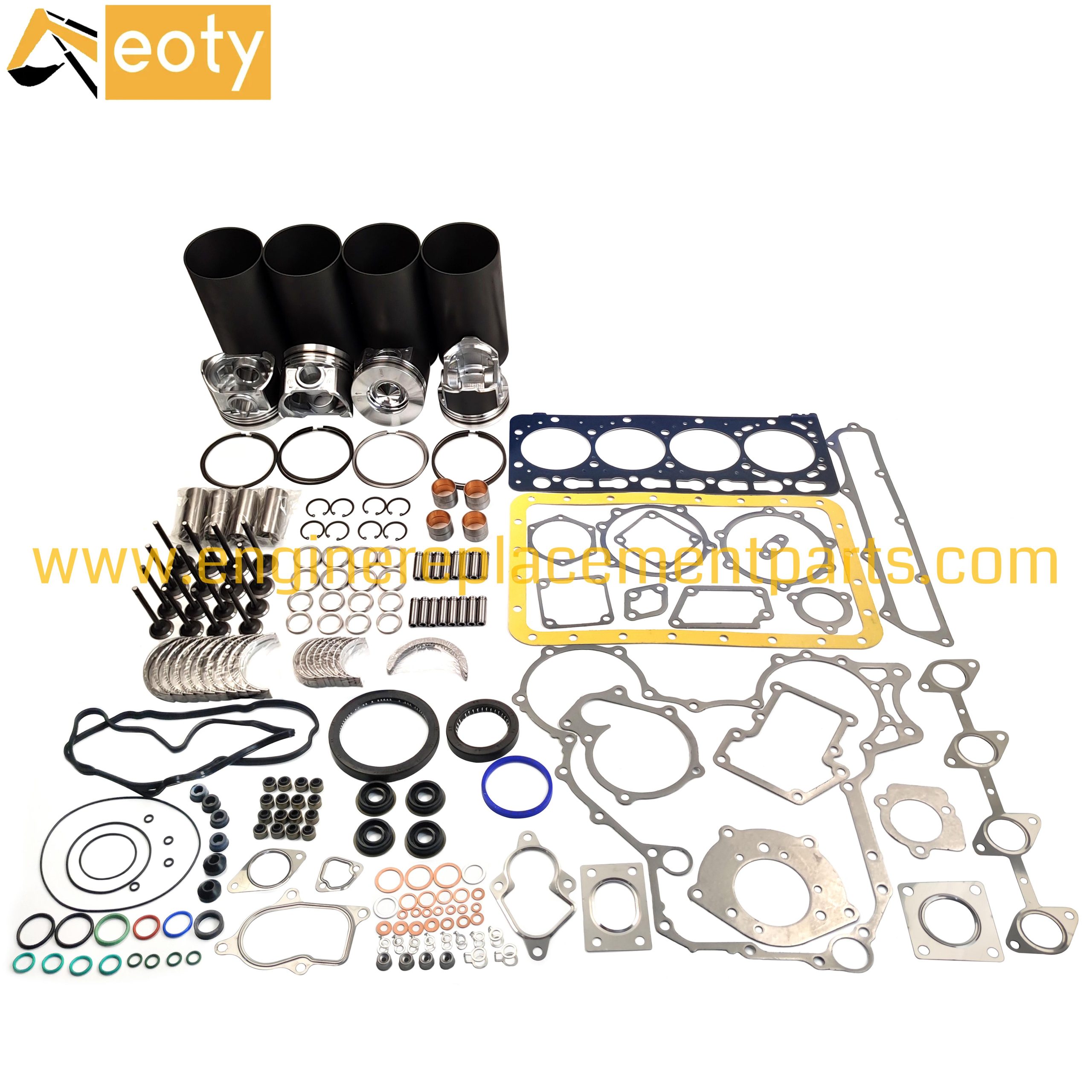 V3800 V3800t Overhaul Repair Set Cylinder Liner Kit Piston Set 1j550-21110 Gasket Kit Bearing Valve For Kubota